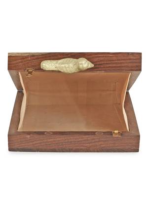Anekaant Balk Brown & Gold Wooden Abstract Wooden Sequined Clutch 4