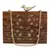 Anekaant Balk Brown & Gold Wooden Ethnic Motifs Wooden Sequined Clutch