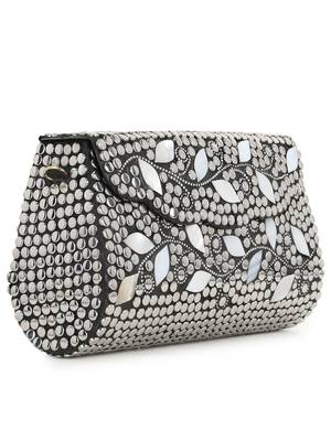 Mosaic Silver & White Metal Botanical Mosaic Clutch 2