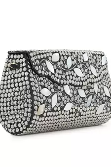 Mosaic Silver & White Metal Botanical Mosaic Clutch