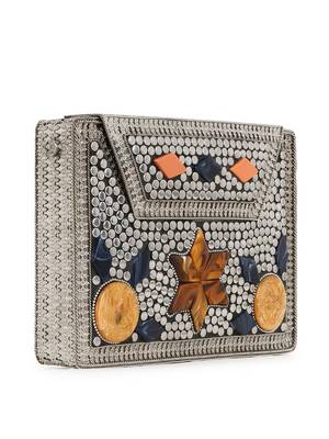 Anekaant Mosaic Silver & Multi Metal & Stone Floral Mosaic Clutch 2