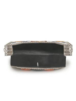 Anekaant Mosaic Silver & Multi Metal & Stone Floral Mosaic Clutch 4