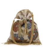 Dangle Beige & Multi Faux Silk Floral Embellished potlibags