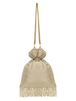 Dangle Beige & Multi Faux Silk Floral Embellished potlibags 4