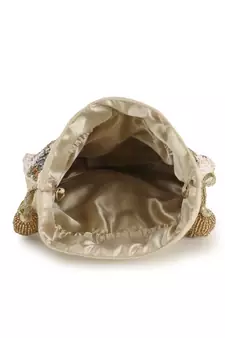 Dangle Beige & Multi Faux Silk Floral Embellished potlibags