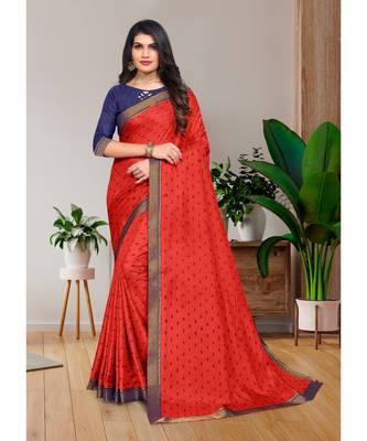 Indian Women Red VICHITRA SILK Designer Saree 1