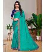 Indian Women Teal Blue VICHITRA SILK Designer Saree