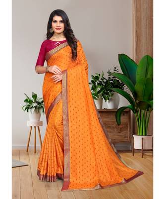 Indian Women Mustard VICHITRA SILK Designer Saree 1