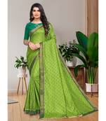 Indian Women Parrot Green VICHITRA SILK Designer Saree