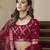 Teal blue & Maroon Gota Patti with Thread and sequins embroidered georgette semi stitched lehenga