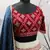 Beige & maroon Gota with thread and sequins embroidered georgette lehenga choli with gajji-silk teal blue dupatta