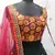 Green & Deep Pink Gotta patti with thread and sequins embroidered georgette semi stitched lehenga