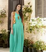 Designer Sea Green & Mustard Rayon Kurti 