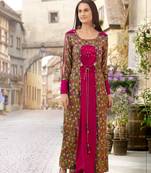 Designer Pink & Olive Rayon Kurti 