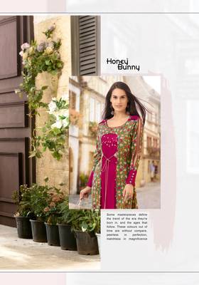 Designer Pink & Olive Rayon Kurti  5