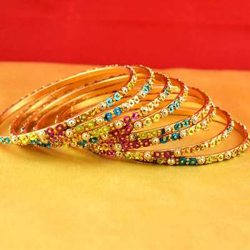 Gold Moti Stone Cz Polki Kundun Meenakari Pearl Bangle Kara 1