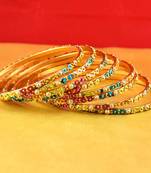 Gold Moti Stone Cz Polki Kundun Meenakari Pearl Bangle Kara