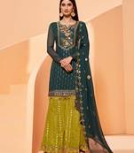 Dark-green embroidered georgette salwar