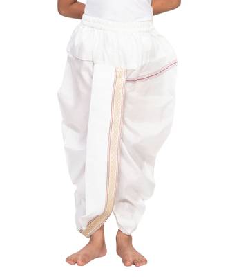 White Boys Cotton-Silk Pitambari Dhoti 1