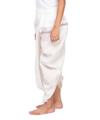 White Boys Cotton-Silk Pitambari Dhoti 3