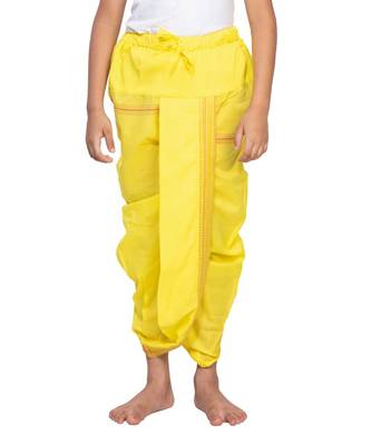 Yellow Cotton Plain Boys' Dhoti 1
