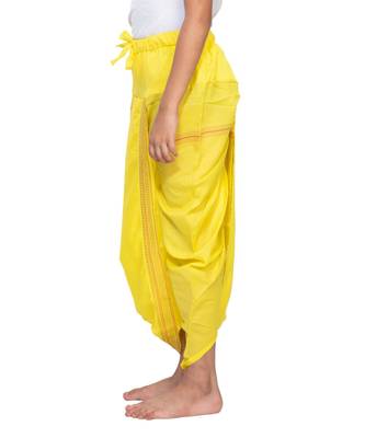 Yellow Cotton Plain Boys' Dhoti 2