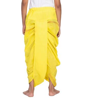 Yellow Cotton Plain Boys' Dhoti 3
