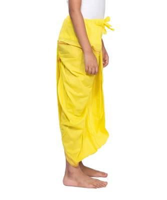 Yellow Cotton Plain Boys' Dhoti 4