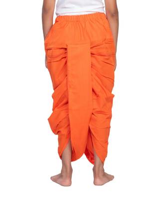    Traditional Orange Cotton Dhoti for Boys | Readymade Pooja & Festive Wear 3
