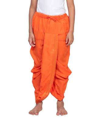    Traditional Orange Cotton Dhoti for Boys | Readymade Pooja & Festive Wear 1