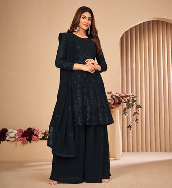 Black embroidered faux georgette salwar 1