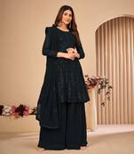 Black embroidered faux georgette salwar