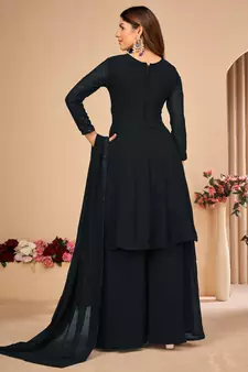 Black embroidered faux georgette salwar