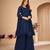 Blue embroidered faux georgette salwar