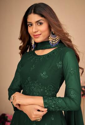 Green embroidered faux georgette salwar 2