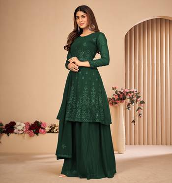 Green embroidered faux georgette salwar 4