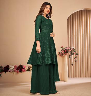 Green embroidered faux georgette salwar 5