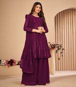 Purple embroidered faux georgette salwar