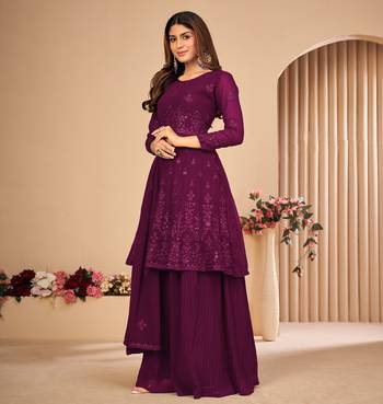 Purple embroidered faux georgette salwar 4