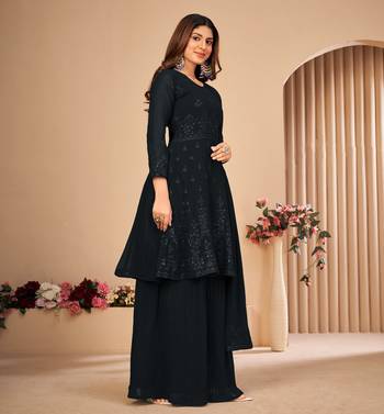 Black embroidered faux georgette salwar 5