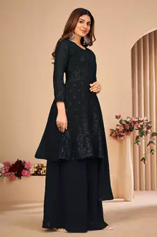 Black embroidered faux georgette salwar