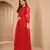 Red embroidered net salwar