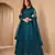 Turquoise embroidered net salwar