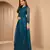 Turquoise embroidered net salwar