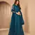 Turquoise embroidered net salwar