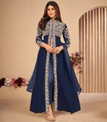 Blue embroidered faux georgette salwar
