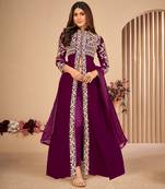 Purple embroidered faux georgette salwar