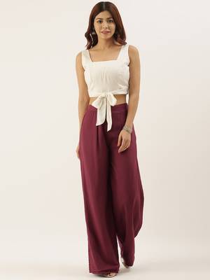 White N Purple TENCEL Modal Top N Pant Set 1