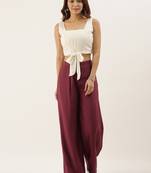 White N Purple TENCEL Modal Top N Pant Set