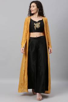 Embroidered Crop Top N Palazzo Bottom With Jacket
